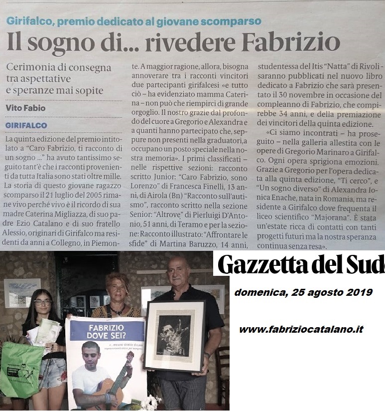 Gazzetta sud 25 agosto 19 Fabrizio Catalano